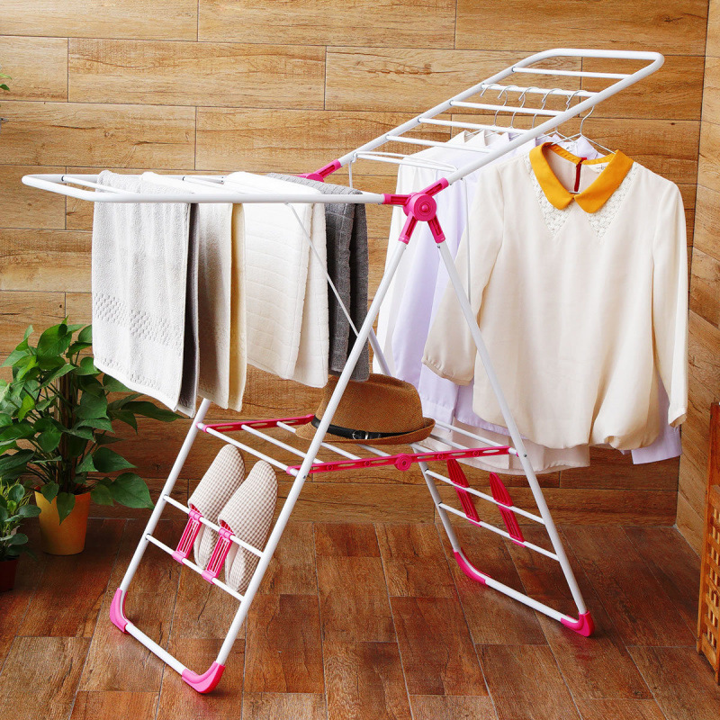 Acero inoxidable percha de ropa piso plegable balcón interior edredón percha de ropa para bebés percha de ropa aerofólio toalla de ventana