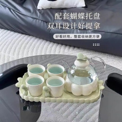 リボンフラワーセラミックティーセット絶妙なアフタヌーンティーティーポットティーカップ組み合わせ春夏フルーツティー高価値ケトル