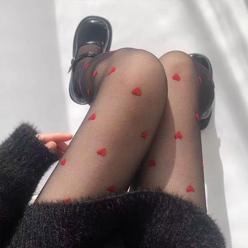 Thin Polka Dot Stockings for Women with Bowknot, Milk White Pantyhose, Red Heart Jk Black Stockings, Sun Protection, and a Natural Look Thin Polka Dot Stockings for Women with Bowknot, Milk White Pantyhose, Red Heart Jk Black Stockings, Sun Protection, and a Natural Look