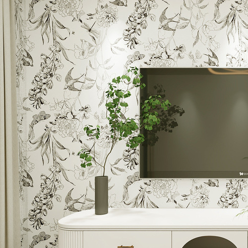 Bathroom Waterproof Wallpaper Self-Adhesive Bathroom Wall Shelves Kitchen Oil-Resistant Color Change Renovation Paper French Vintage Wallpaper