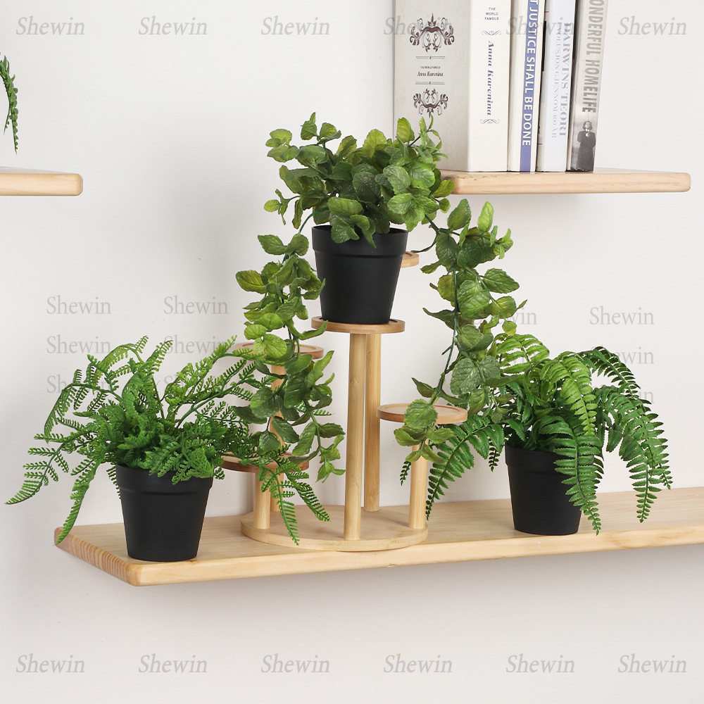 Nuevo estilo realista sensación de mano hoja de bambú imitación de maceta transfronteriza decoración interior decorativa plantación verde decoración artificial bonsai