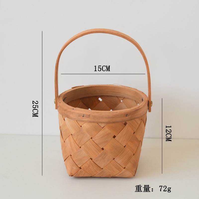 Cesta de flores de ratán tejida a mano, cesta de flores frescas portátil, cesta de paja, cesta de bambú, decoración para bebés, cesta de flores para el hogar.