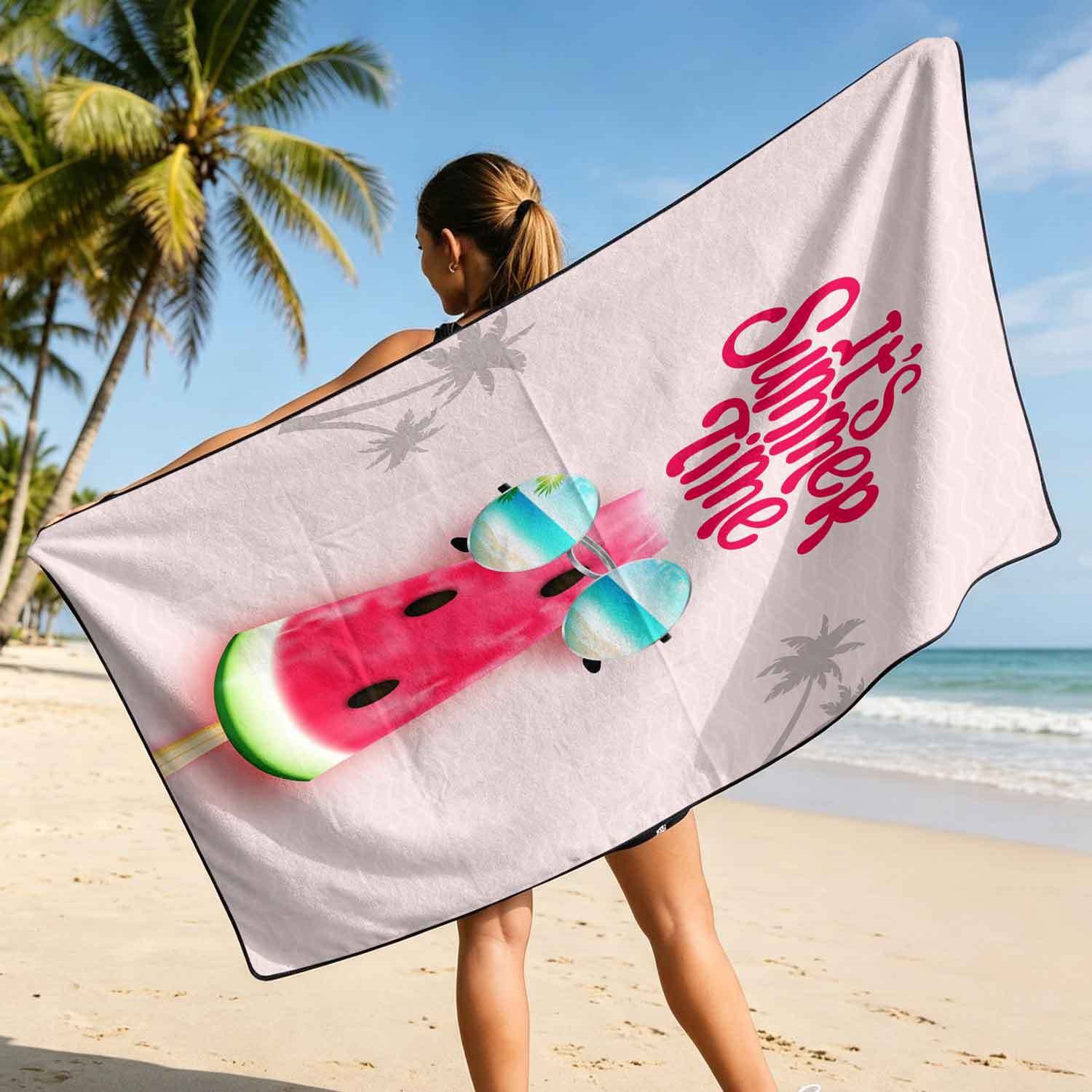 Summer bath towel and car seat cover 2-in-1, ultra-fine fiber outdoor beach and car dual-use universal seat cushion