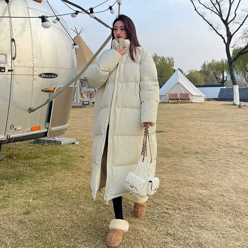 Demi-season long down jacket