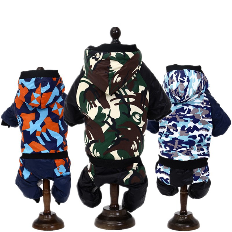 Amazon caliente Otoño e Invierno ropa para mascotas perro de cuatro patas ropa acolchada de algodón cómodo cálido forrado de lana con capucha ropa para perros