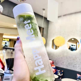 网红冷泡茶瓶圆柱500ml一次性PET塑料透明奶茶果汁饮料瓶外卖杯子