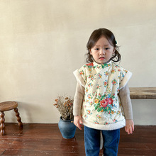 特价清仓童装女童马甲冬款加厚儿童汉服国风拜年服宝宝套头衫上衣