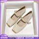 Weiwei girl 7681-3 square toe single-layer shoes women's flat bottom with Mary Jane shoes French shallow mouth peas shoes women