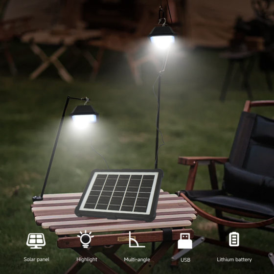 Amazon Solar Rechargeable Light Portable Camping Light Backpack Iron Man Essential Charging Treasure Function LED Light