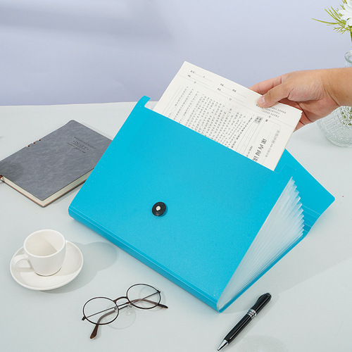 13 grid solid color test paper clip accordion bag large capacity PP thickened student test paper bag information book test paper storage bag