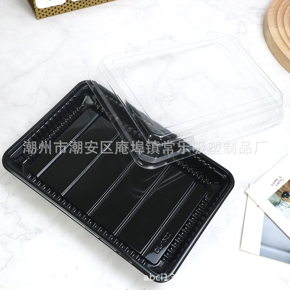 Paquete de comida rectangular de pastel de ensalada, pastel de pollo nativo anti-neblame espeso horneado, caja de embalaje desechable de punto oeste