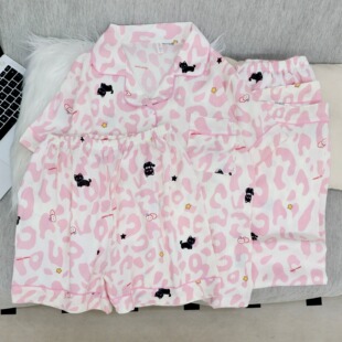 Pijama, summer set, cardigan, shorts, trousers for leisure, 3 piece set, with short sleeve