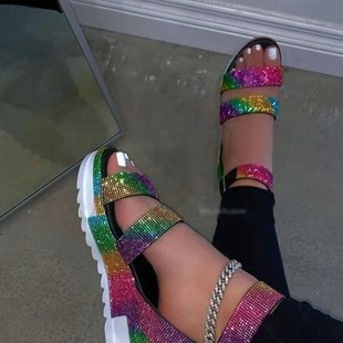 rhinestone color diamond buckle platform sandals Nihaostyles wholesale clothing vendor NSYBJ71222