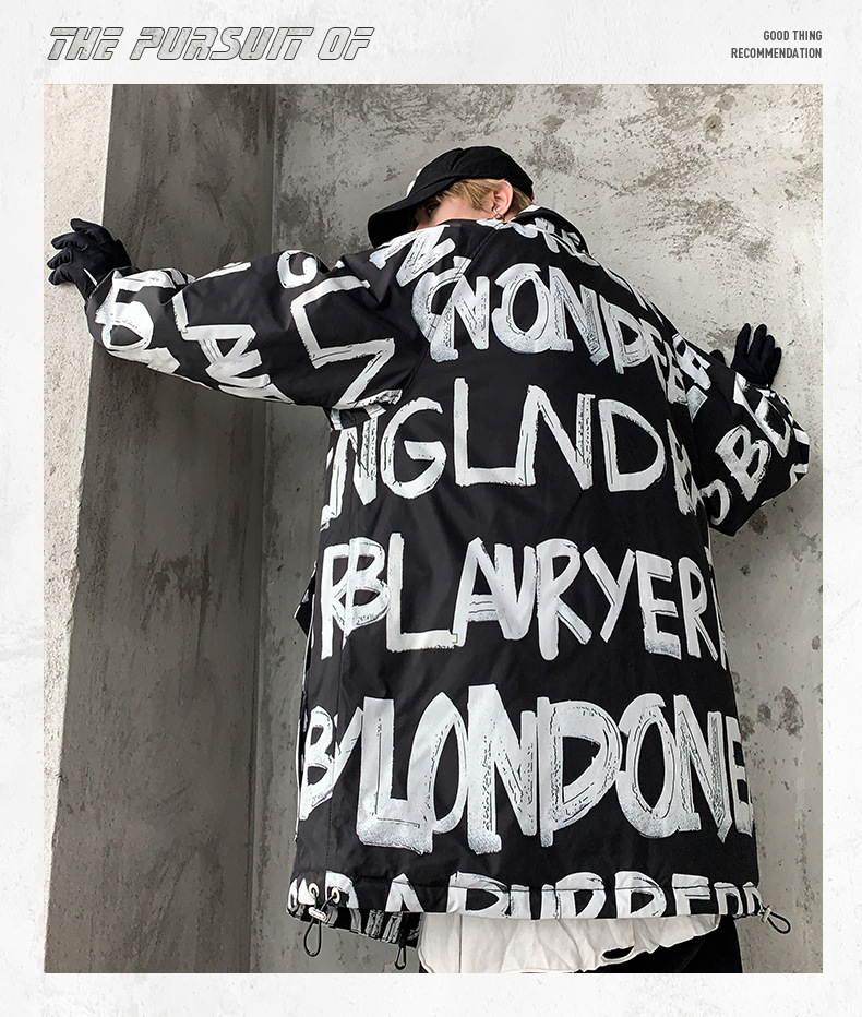 Men's Cotton Jacket With Letter Print Stylish Winter Coat_voghion.com