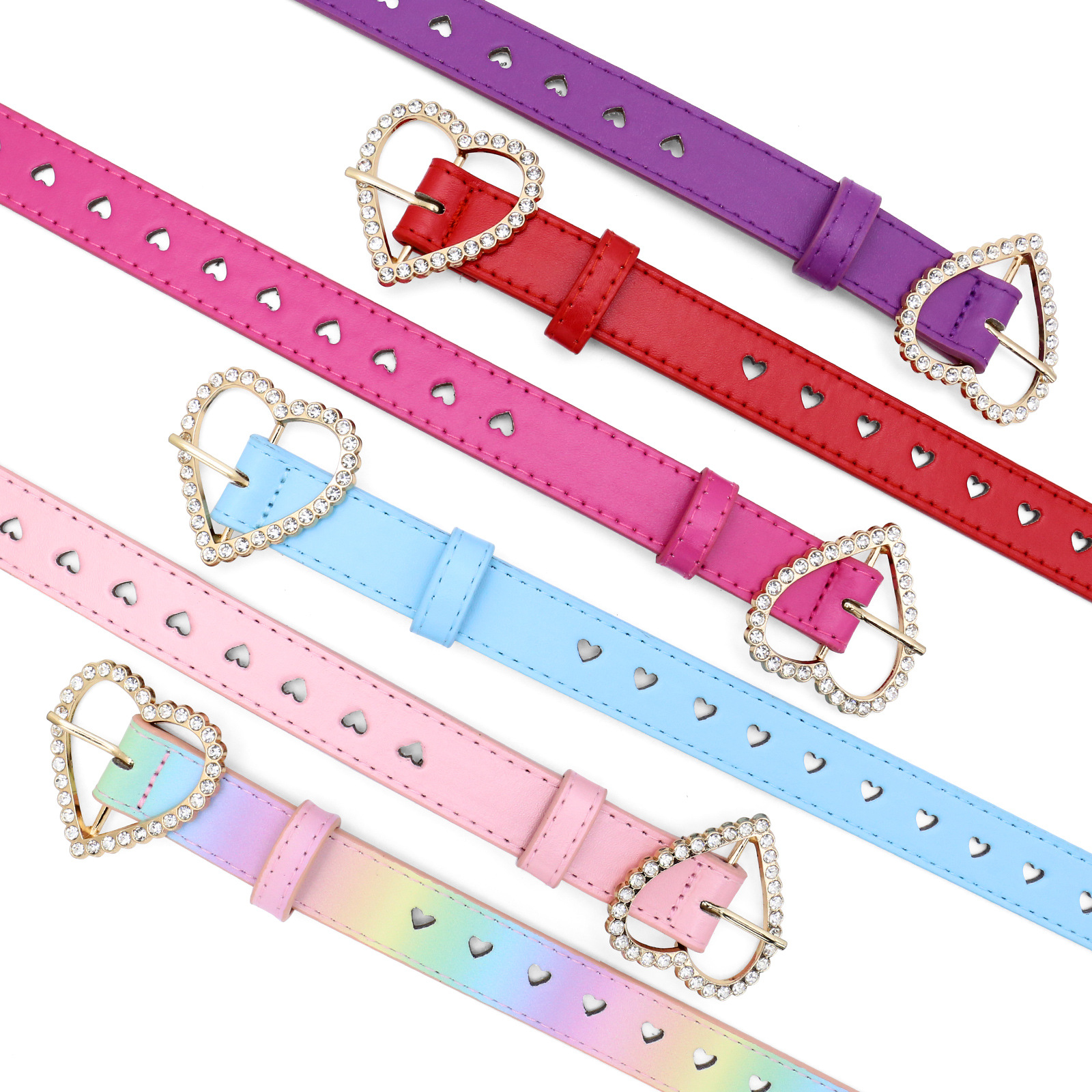 Pantalones vaqueros punk de la muchacha de la Navidad del estudiante de la correa del punk de los niños del Amazonas con el cinturón hueco en forma de corazón femenino del amor