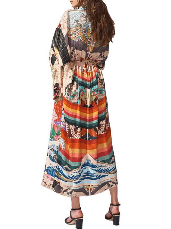 Blusa de playa kimono japonés impreso vacaciones cardigan bikini protección solar camisa transfronteriza Amazon 5D55