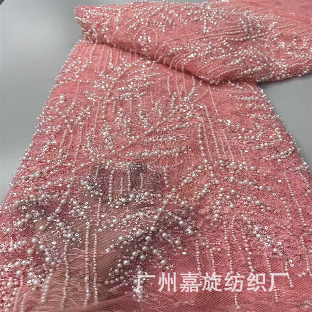 5 yardas teñidas hojas esquinillas burbujas bordadas de perlas europeas y americanas tela bordada encaje vestido de boda falda tela de vestido de escenario