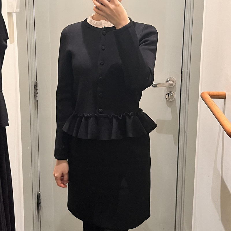 S Brand 2026 Spring New Elegant French Fashion Style Ruffled Collar Long-Sleeve Short Knit Cardigan Top S Brand 2026 Spring New Elegant French Fashion Style Ruffled Collar Long-Sleeve Short Knit Cardigan Top