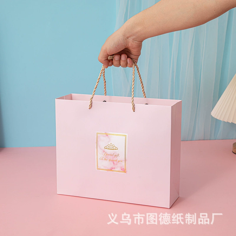 Прямоугольная розовая сумка-тоут Сумка для ухода за кожей Сумка для подарка на день рождения Творческая ручная Подарочная сумка Сумка для магазина одежды