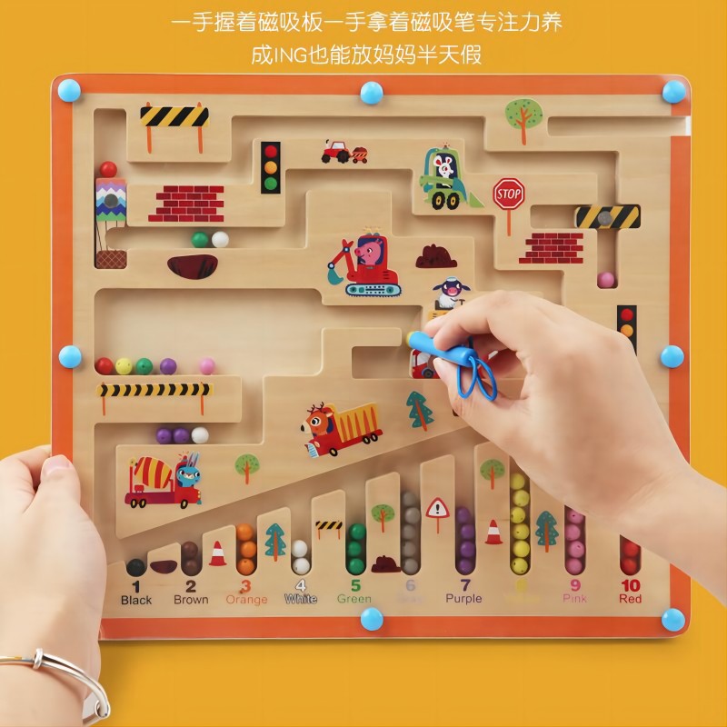 Clasificación de color magnético para niños transfronterizos, tablero de conteo de cuentas, combinación de formas, bolígrafo de cálculo para bebés, juguete intelectual de educación temprana