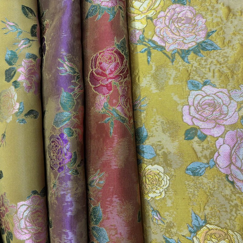 Rose Flower Jacquard Fabric in New Chinese Style with Mixed Silk and Rayon in Different Colors, Jacquard Song Brocade Fabric Rose Flower Jacquard Fabric in New Chinese Style with Mixed Silk and Rayon in Different Colors, Jacquard Song Brocade Fabric