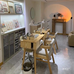 Russian-Style Manicure Table Japanese-Style Solid Wood Manicure Table Multi-Functional Storage Vacuum Cleaner Manicure Table and Chair Set
