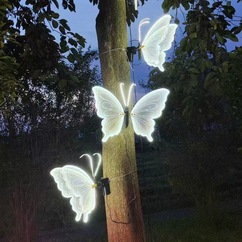Led Luminous Dynamic Butterfly Light, Automatic Shaking Outdoor Waterproof Landscape Light, Electric Simulated Butterfly Light for Night Tours in Scenic Areas