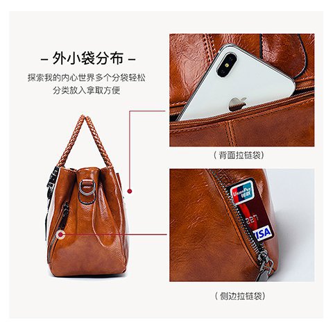 European and American retro women's bag trend, new cross-border hand-held shoulder crossbody bag made of oil wax leather for export, one piece, global consignment undefined