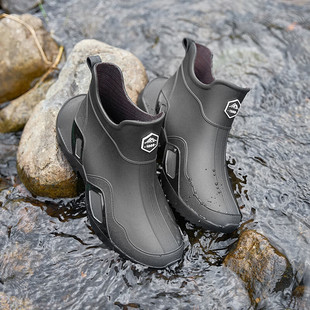 Summer New Rain Boots, Rain Boots, Men's Short-Tube Waterproof and Non-Slip Pvc Water Shoe Covers, Outdoor Wear-Resistant Work Shoes Wholesale