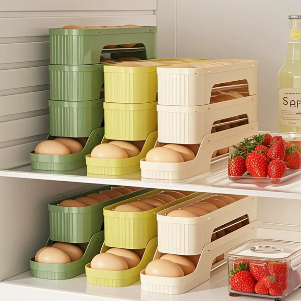 Rolling egg storage box transparent refrigerator with side door box finishing box artifact special fresh egg holder