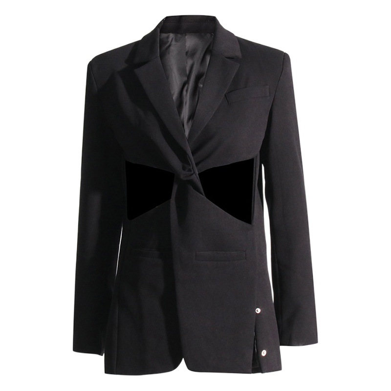 Moda sexy personalizada 2024 nuevo traje collar de manga larga frente giro diseño personalizado hueco