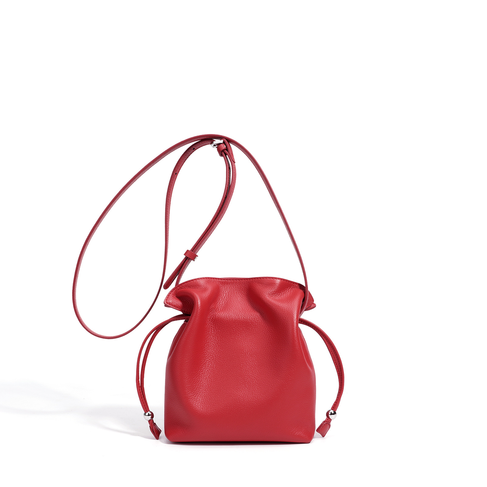Cross-Border New Lucky Bag Phone Purse Simple Versatile Drawstring Cloud Bag Niche Luxury Genuine Leather Shoulder Crossbody Bag - Thumbnail 7