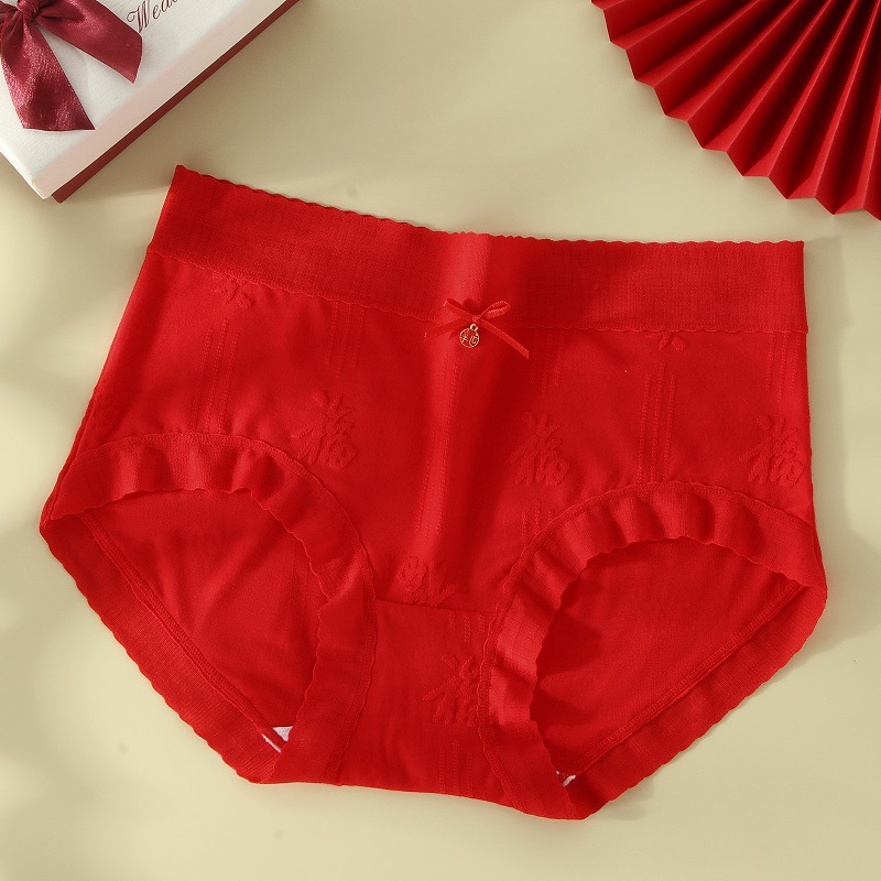 Año DE NACIMIENTO ropa interior roja entrepierna de algodón para mujer antibacteriano sin costuras cintura alta conejo año dragón boda calzoncillos de algodón