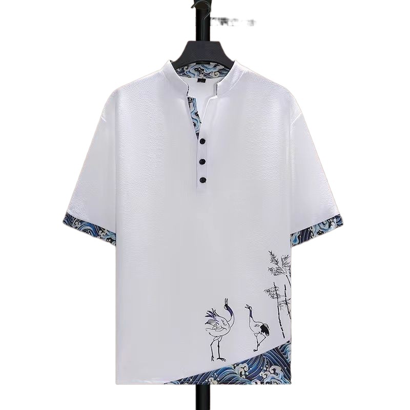 Men's Clothing Ice silk suit men's summer thin Tang suit short sleeve casual large size style men's loose Hanfu suit_voghion.com