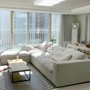 PC Nordic Style Super Wide Sitting Deep Latex Down Linen Art Sofa Living Room Large and Small Apartment Cloud Sofa Cotton