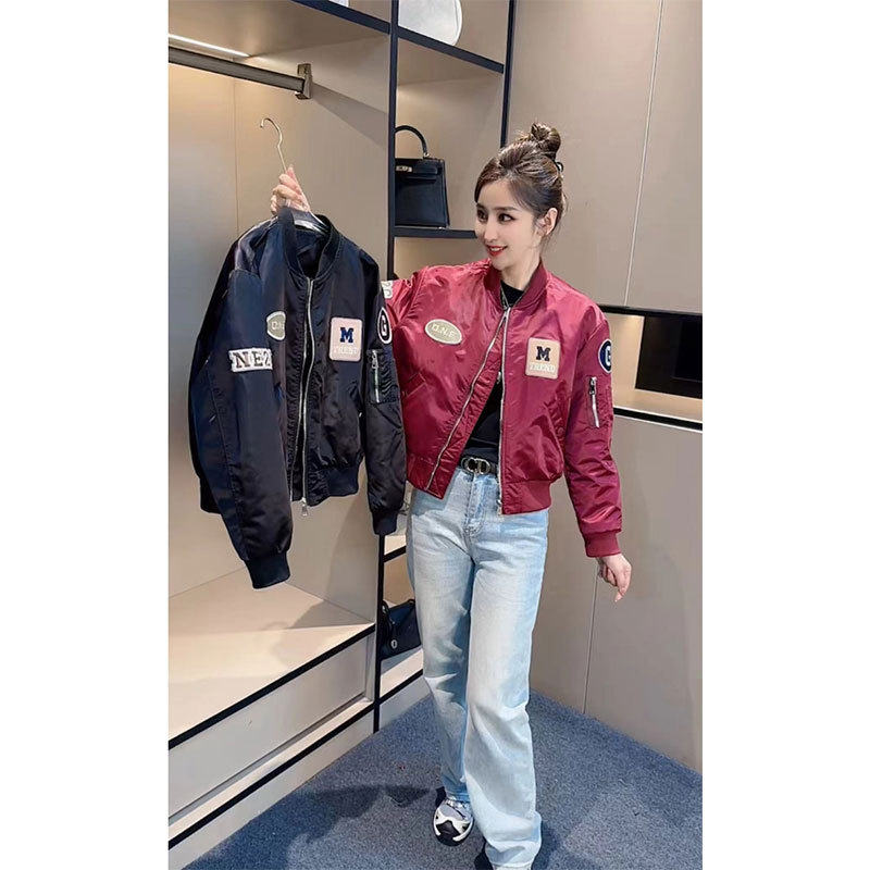 美式刺绣贴标欧货短款棒球服女春秋季2025新款小个子休闲女士夹克|undefined