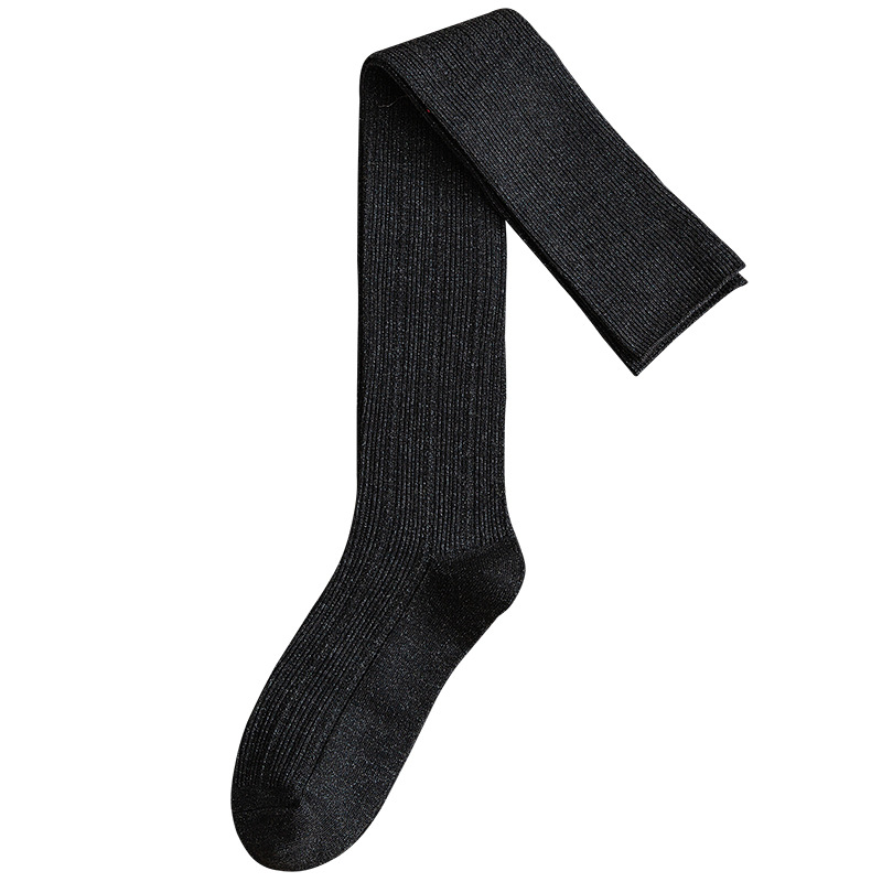 Medias de las mujeres calcetines de pantorrilla de estilo preppy negro pierna flaca media alta Calcetines de la rodilla de las mujeres de una sola pieza de entrega