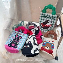 新款秋冬儿童水桶单肩包可爱手提包女拉链斜挎包穿搭钥匙包手机包