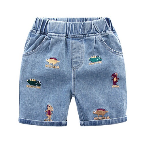 New Korean-style denim shorts for boys, summer thin middle pants for children, stylish 5/8 length pants for trendy kids' clothing