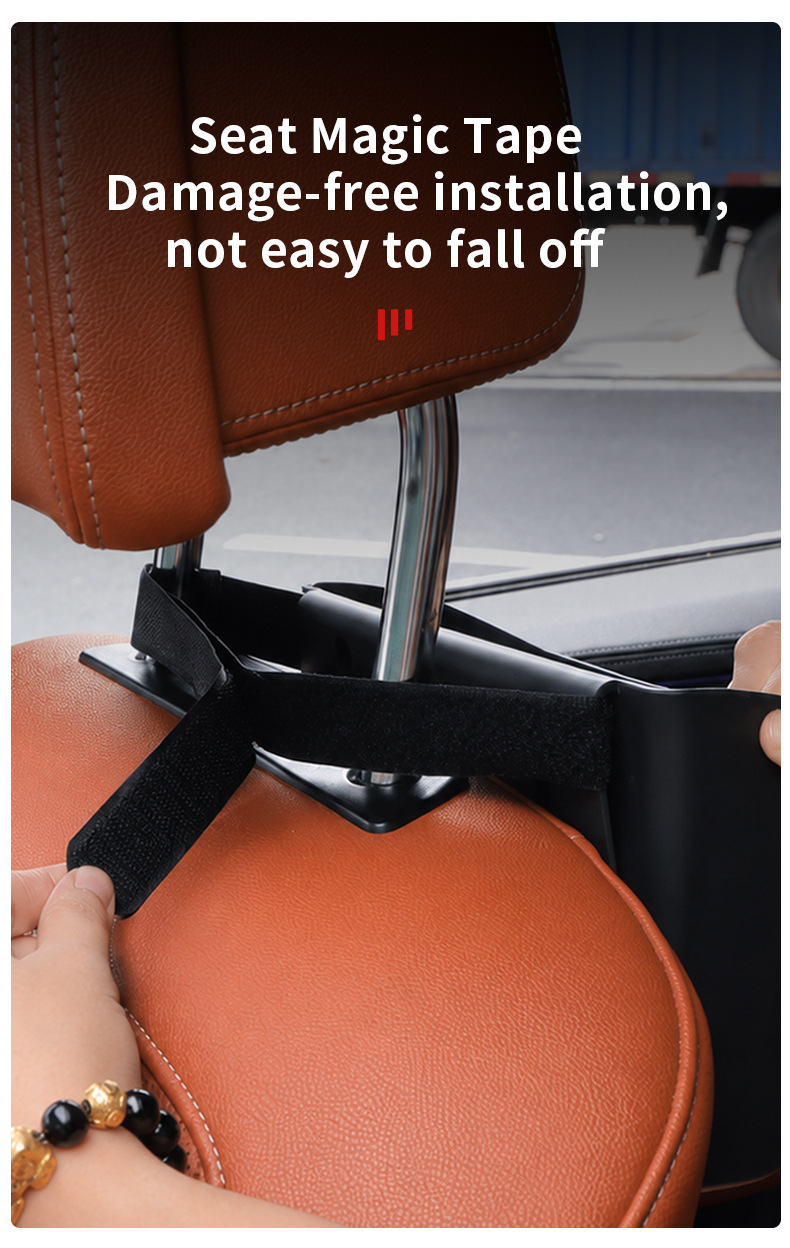Car rear seat headrest side storage box, plastic thickened snap-on design, 2-in-1 tissue box with cup holder