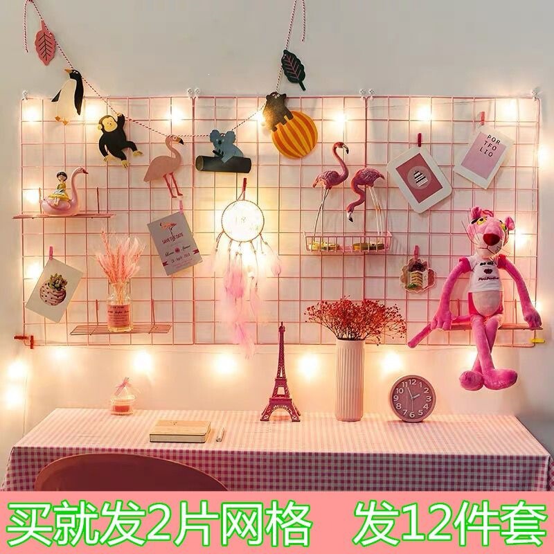 Nordic ins-style grid photo wall decoration, wall-mounted picture frame, iron rack for room and bedroom wall photo display Nordic ins-style grid photo wall decoration, wall-mounted picture frame, iron rack for room and bedroom wall photo display