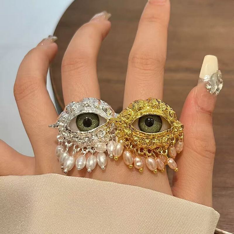 Devil's Eye Ring Women's Niche High-grade Light Luxury Middle Ancient vintage Vintage Distinctive Exaggerated Fashionable Ring Ring
