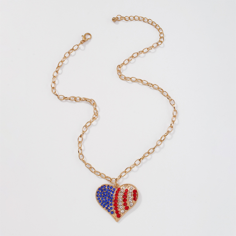 wholesale jewelry punk style heart inlaid diamond pendant necklace nihaojewelry