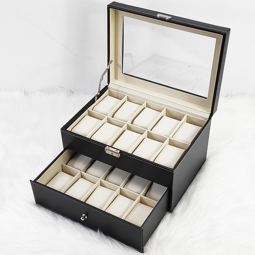 Factory wholesale 3-position 6-position 10-position 12-position 20-position 24-position PU watch box storage box jewelry packaging boxes
