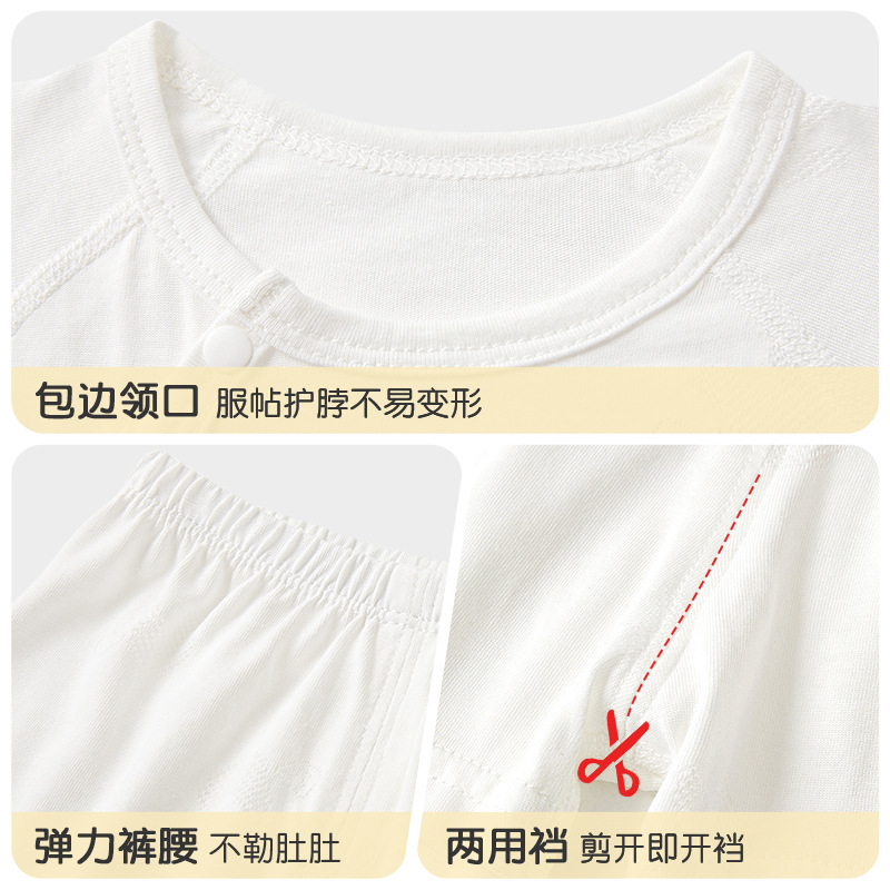Traje de bebé verano para niños de manga corta delgada de dos piezas para niños y niñas ropa de entrepierna abierta ropa de verano para bebés image 5