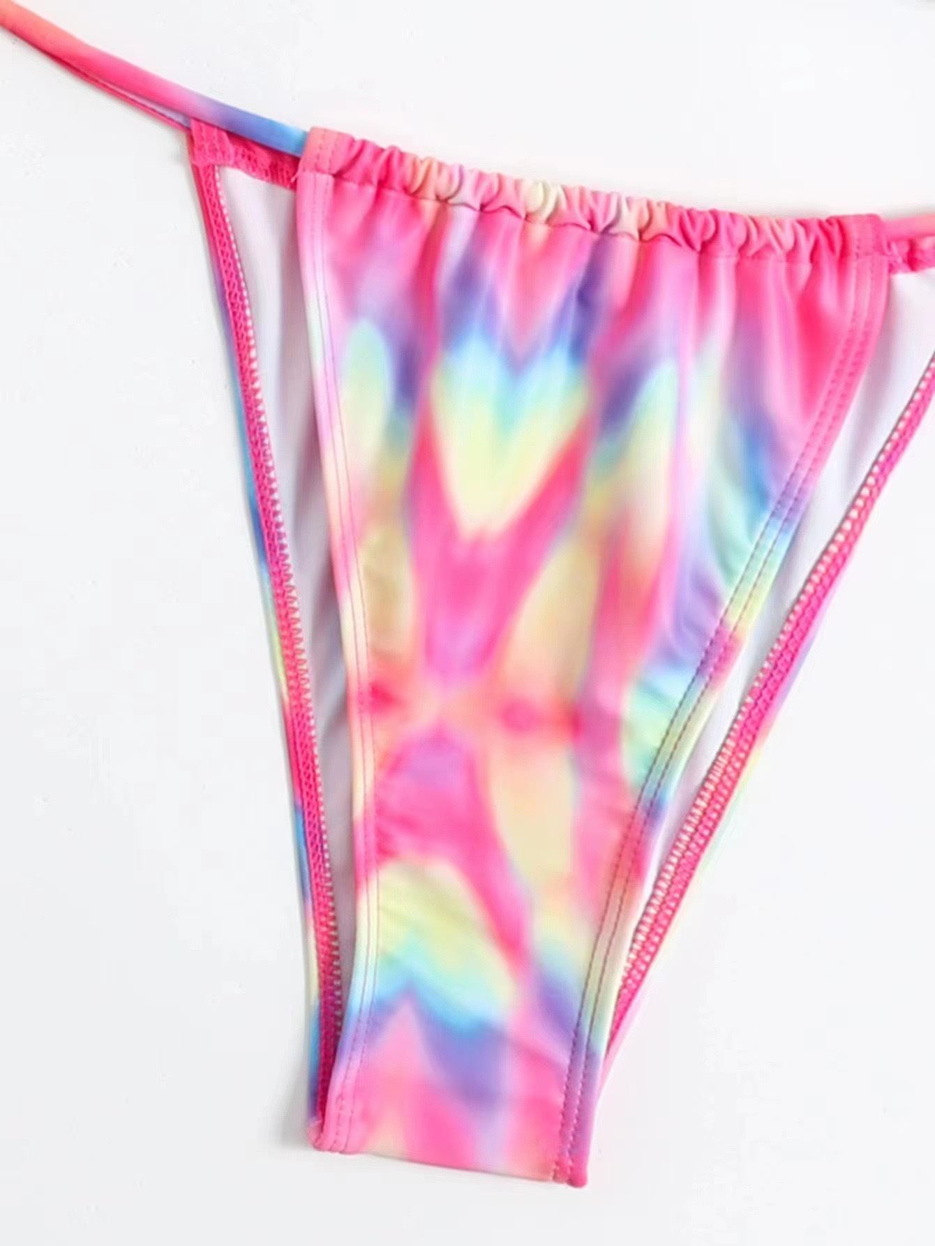 Driedelige bikini set met gradiënt print en mesh cover-up_voghion.com