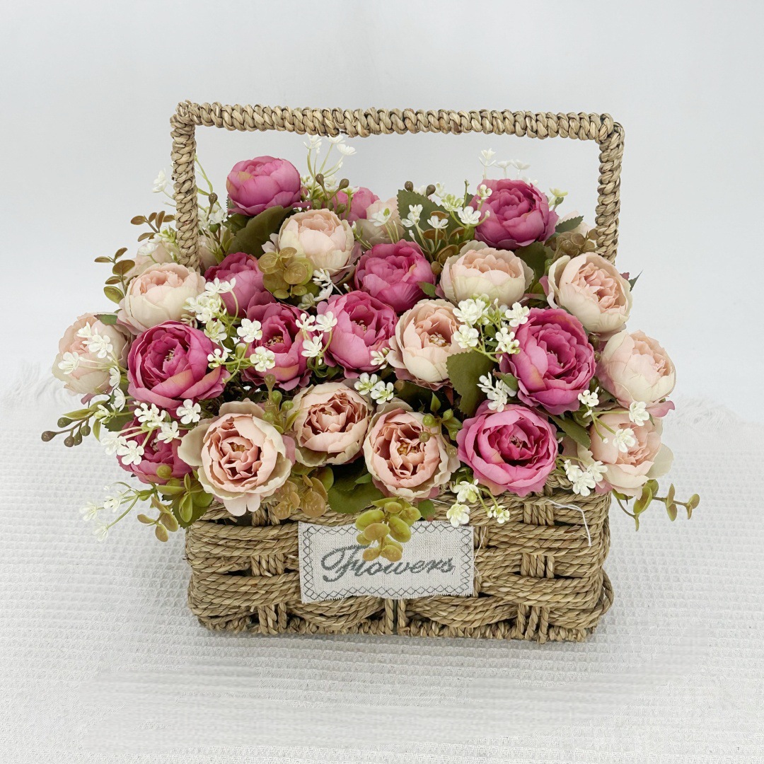 Flor al por mayor imitación de 6 peonía de otoño pequeña peonía artículos de boda decoración para el hogar flores falsas flores hechas a mano flores peonía