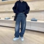 男女直筒宽松水洗牛仔裤