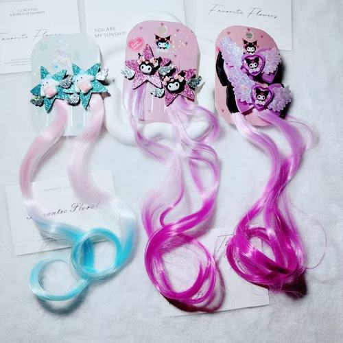 Kuromi Children's Half-Updo Dyed Braided Hair Clip Cartoon Cute Five-Star Hair Accessory for Girls