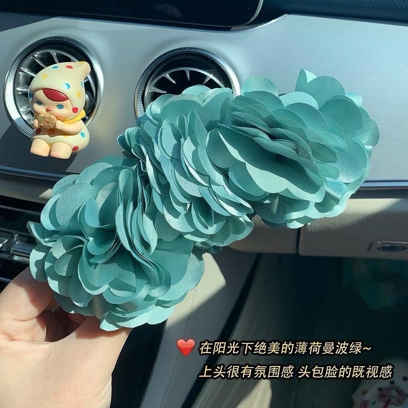 薄荷蓝绿色易梦玲同款花朵香蕉夹女森系发夹扭扭夹盘发抓夹发饰|undefined